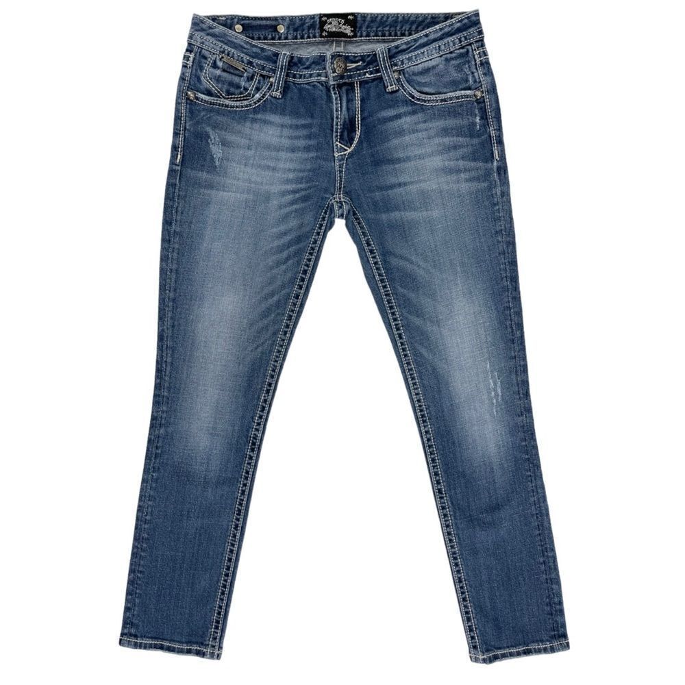Express Rerock Low Rise Cropped Skinny Jeans - 2 - Picture 2 of 12